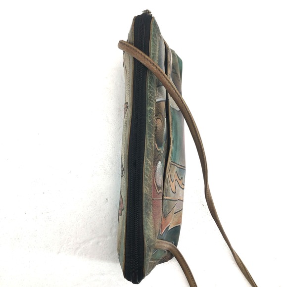 Anuschka Women's Hand Painted Leather Multicolored Crossbody Bag. - Picture 9 of 16